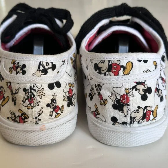DISNEY Mickey Mouse All Over Canvas Shoes Women's Sz 8 Shoes Low White Sneakers - Picture 3 of 10